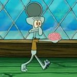 Squidward throws brain in trash GIF Template
