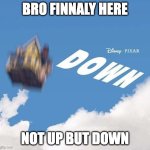 Pixar - DOWN | BRO FINNALY HERE; NOT UP BUT DOWN | image tagged in pixar down | made w/ Imgflip meme maker