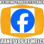 Facebook rebrand sooooo original | FACEBOOK STAYING TRUE TO ITS CRACKER ROOTS; REBRAND! YOU'RE WELCOME. | image tagged in blank new cracker barrel loho,memes,rebranding,little f,facebook,billionaire schmuck | made w/ Imgflip meme maker
