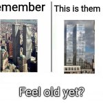 The twin towers then and now | image tagged in remember x this is them now | made w/ Imgflip meme maker