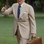 Ronald Reaga tan suit