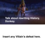 Shrek and Donkey impressed of Villains defeat meme