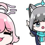 Hoshino and Shiroko pointing