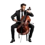 Cello playing transparent