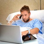 hospital with laptop