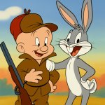 Elmer Fudd and Bugs Bunny friendly