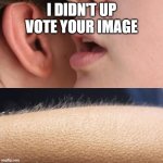 Whisper and Goosebumps | I DIDN'T UP VOTE YOUR IMAGE | image tagged in whisper and goosebumps | made w/ Imgflip meme maker