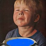 Kid drinking soup template