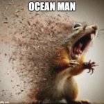 ocean man | OCEAN MAN | image tagged in badass squirrel disintegrating | made w/ Imgflip meme maker