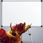 Paladins Khan with whiteboard
