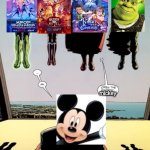 Based on a YT comment from a KoG reaction. | mickey | image tagged in open the window luthor,disney,glitch productions,hazbin hotel,sony,shrek | made w/ Imgflip meme maker
