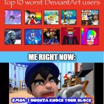 ToP 10 wOrSt DeViAnTaRt UsErS (ALRIGHT, I GET IT!) | ME RIGHT NOW: | image tagged in smg4 dislike or hate who,alright i get it,deviantart,cringe,smg4,why are you reading the tags | made w/ Imgflip meme maker