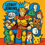 leeroy jenkins sitting on a throne of the greatest memes of the