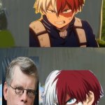 shoto tells steven king to back off | WILL YOU FREAKING GO AWAY; STEVEN KING WHO IS NOT A KING | image tagged in shoto tells who to back off,steven king,my hero academia,horror,leftists,not amused | made w/ Imgflip meme maker