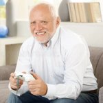Grandpa playing video games