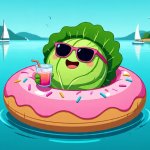 cabbage innertubing on lake meme