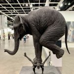 Elephant on man sculpture