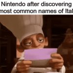 Wait a minute... | Nintendo after discovering the most common names of Italians | image tagged in gifs,funny,memes,nintendo | made w/ Imgflip video-to-gif maker