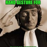 Funny | UNIVERSAL HAND GESTURE FOR; SNIPER CHECK | image tagged in marty feldman copy that,salute,military humor,sniper,check yourself before you wreck yourself,universal knowledge | made w/ Imgflip meme maker