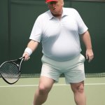 Trump's last attempt at tennis - AI fat meme
