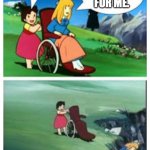 The Life of a Show Girl | THOUGHTS ON THE LIFE OF A SHOW GIRL? NOT REALLY FOR ME. | image tagged in wheelchair cartoon cliff | made w/ Imgflip meme maker