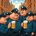 Police drinking beer