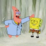 Patrick SmartPants patting SpongeBob