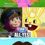 Masha cuddles and bloo says yes to dora