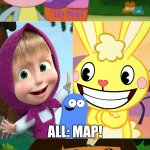 Cuddles, masha and bloo helps dora and boots say map