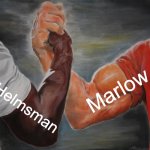 Marlow and the Helmsman | Marlow; the Helmsman | image tagged in memes,epic handshake,heart of darkness,marlow,helmsman,joseph conrad | made w/ Imgflip meme maker