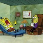 SpongeBob cries to psychiatrist with broken spatula