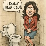 Kirsti Noem badly needing to use the toilet