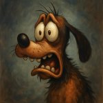 A scared goofy dog template