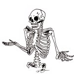 Skeleton shrugging white