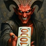 Satan offering viewer money for their souls
