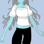 Blue skin anime girl