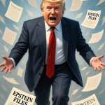 Donald Trump running from Epstein Files