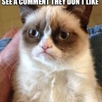 I’m not wrong | IMGFLIPPERS WHEN THEY SEE A COMMENT THEY DON’T LIKE | image tagged in memes,grumpy cat,funny,comment,annoying | made w/ Imgflip meme maker