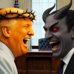 Donald Trump Satan laughing Ova Office
