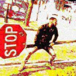 Man holding stop sign deep fried