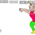 harry potter vs lord of the rings | TRANSPHOBIC JK ROWLING; LGBTQ+ PROMOTING JR TOLKIN | image tagged in virgin and chad | made w/ Imgflip meme maker