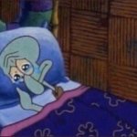 Squidward crying in bed