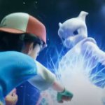 Ash punching Mewtwo