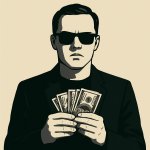 Money handed angry guy