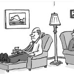 Cartoon man on psychiatrist's couch meme