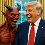 Donald Trump Satan laughing oval office evil meme