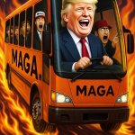 Donald Trump MAGA bus to Hell