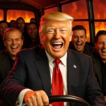 Donald Trump MAGA bus to Hell