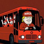 Donald Trump MAGA bus to Hell