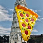 leaning tower of pizza | image tagged in leaning tower of piza,pizza,italy | made w/ Imgflip meme maker